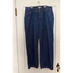 Woman Within Medium Wash Straight Leg 5 Pocket Jeans Size 14 W 100% cotton